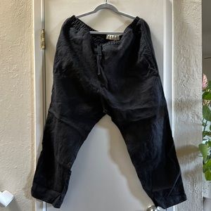 Not Perfect Linen Loose Linen Pants Black - XL